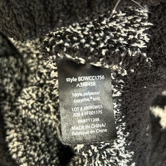 Barefoot Dreams CozyChic Seaside Pullover Black Fair Isle Crew Neck Size Large - Picture 11 of 13